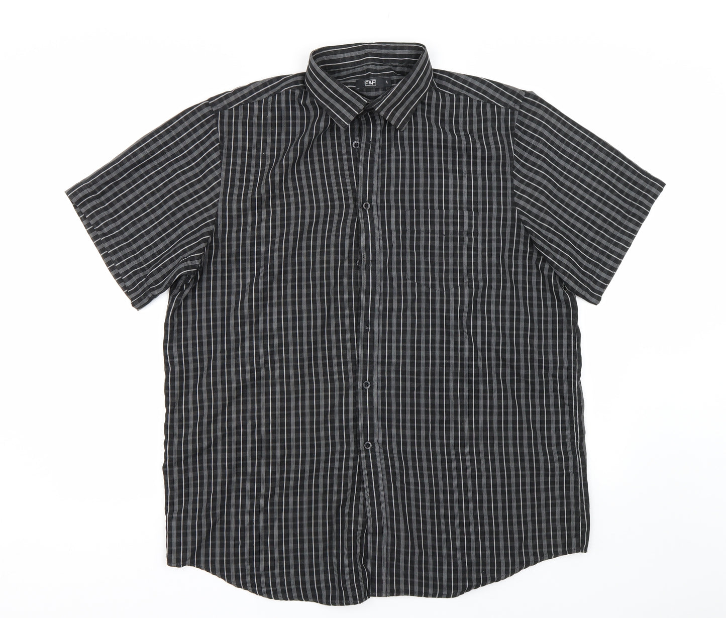 F&F Mens Black Striped   Button-Up Size L