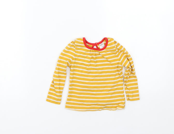 Mini Club Girls Yellow Striped  Basic T-Shirt Size 6-9 Months