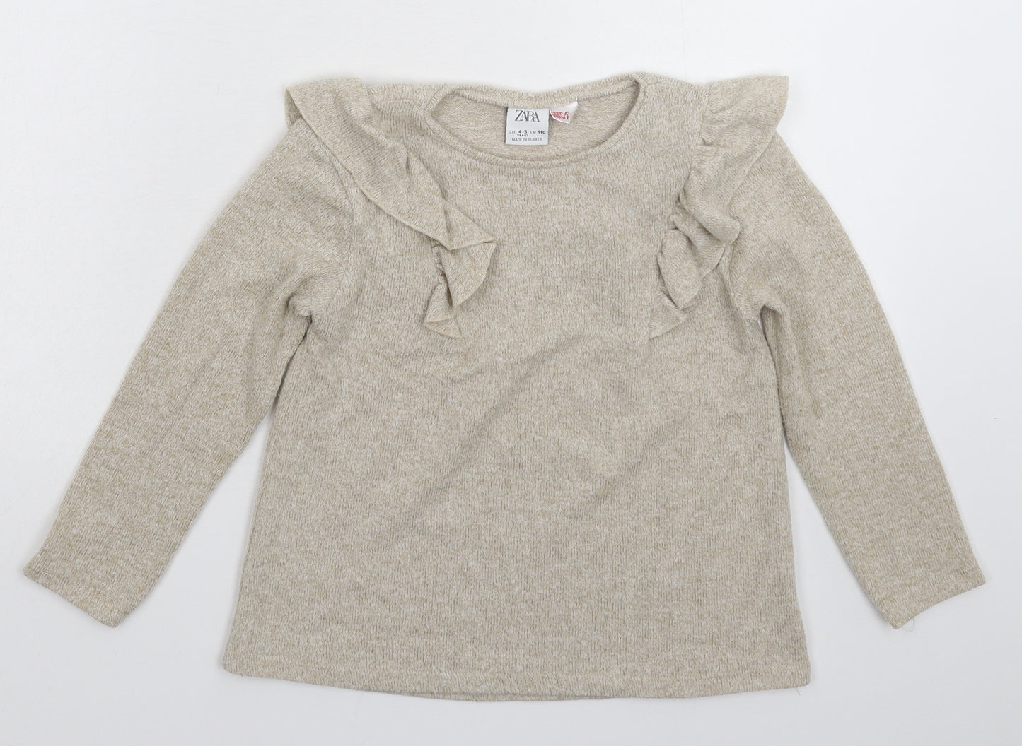 Zara Girls Grey  Knit Pullover Jumper Size 4-5 Years