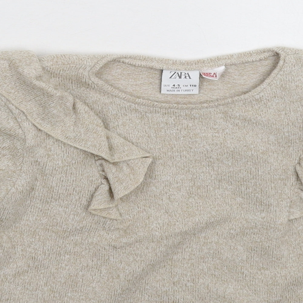 Zara Girls Grey  Knit Pullover Jumper Size 4-5 Years