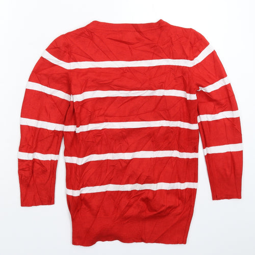 Debenhams Womens Red Striped Knit Pullover Jumper Size 10