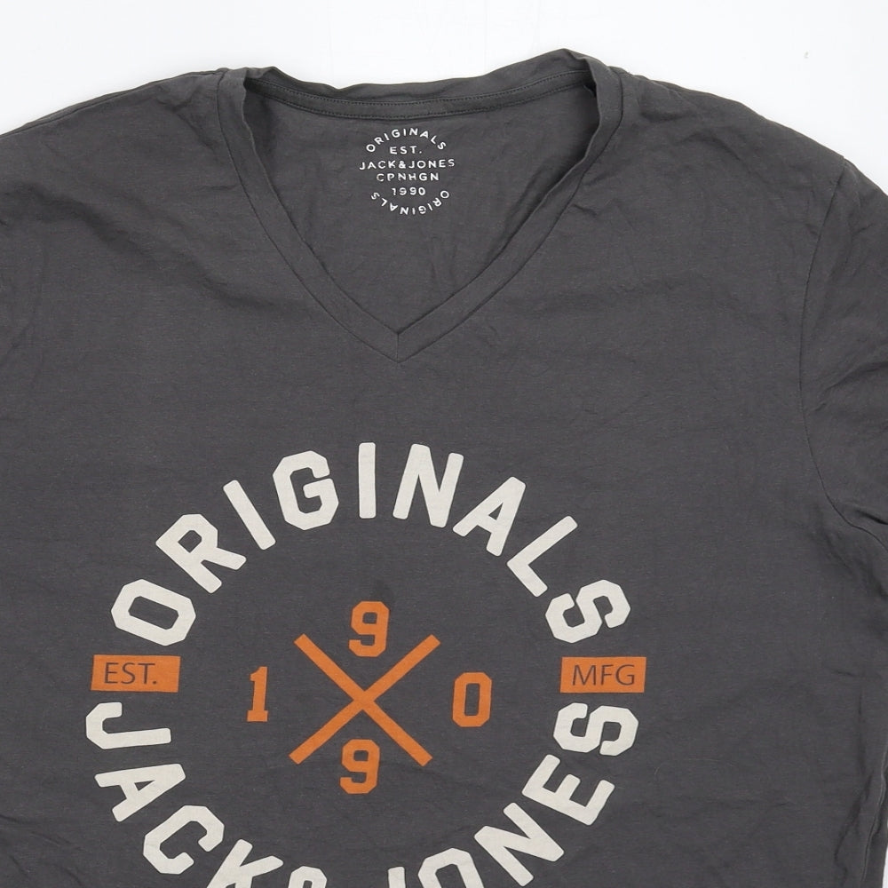 JACK & JONES Mens Grey    T-Shirt Size XL