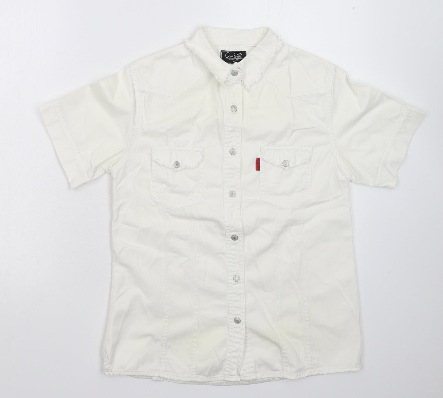 Giani Feroti Womens White   Basic Button-Up Size M