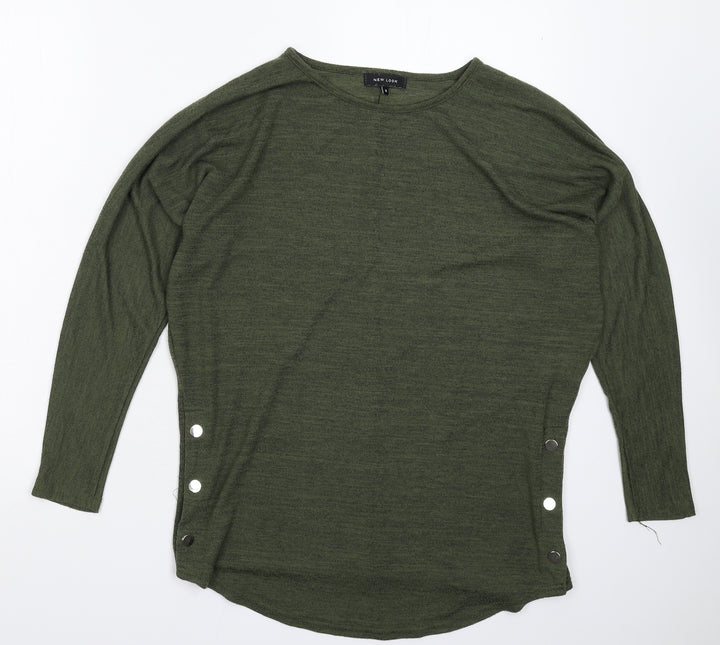 New Look Womens Green Knit Pullover Jumper Size S