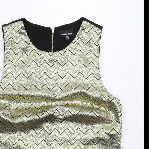 Warehouse Womens Gold Geometric  Basic Tank Size 12