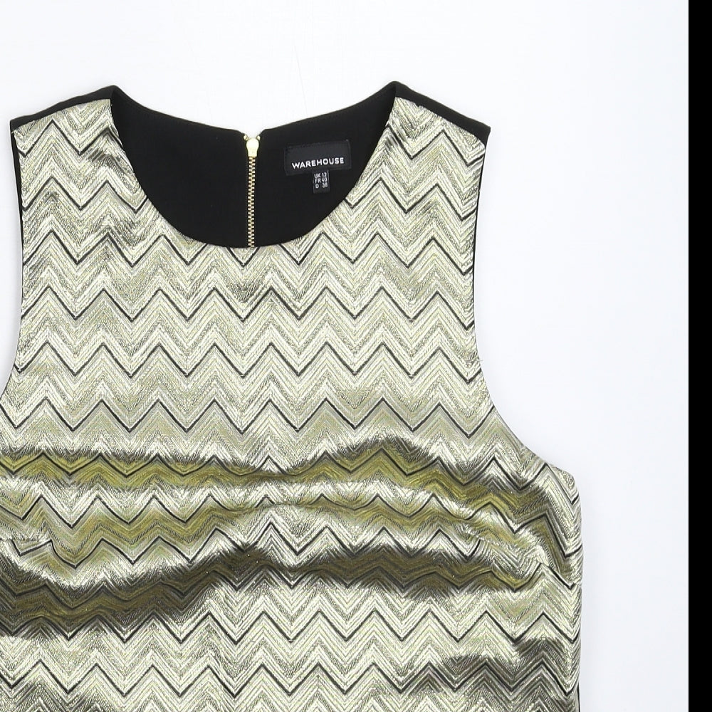 Warehouse Womens Gold Geometric  Basic Tank Size 12