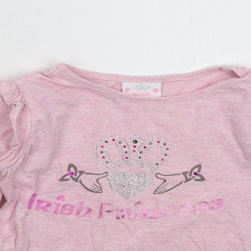 Irish Princess Girls Pink   Basic T-Shirt Size 3-4 Years