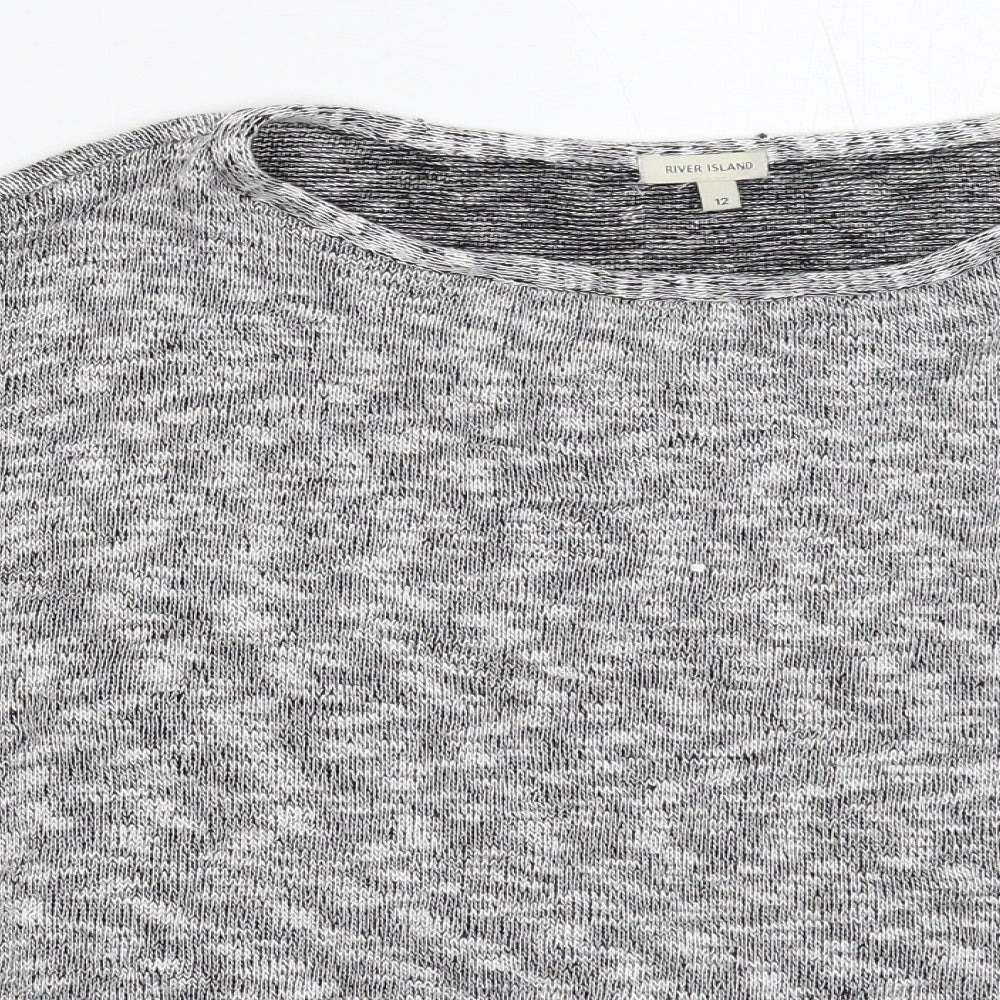 River Island Womens Grey  Knit Pullover Jumper Size 12  - Oversized