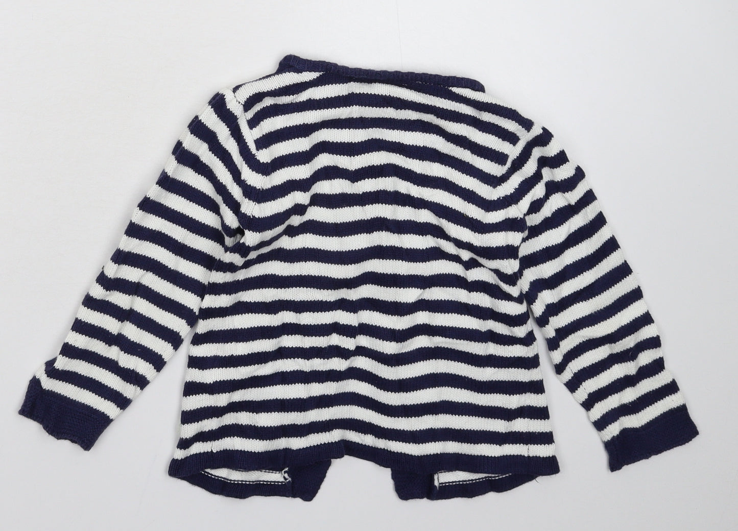 JoJo Maman Bébé Girls Multicoloured Striped Knit Cardigan Jumper Size 3-4 Years
