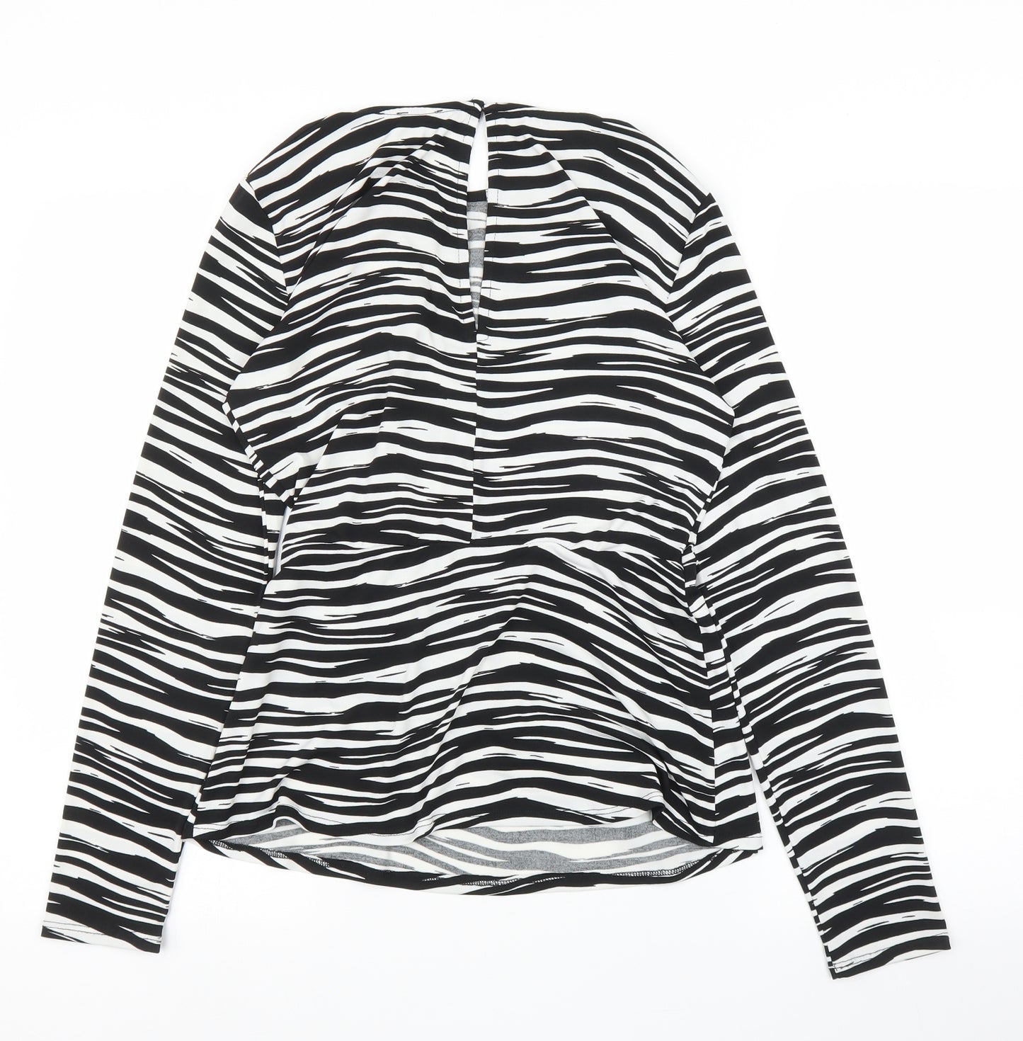 Warehouse Womens Black Animal Print  Basic Blouse Size 10