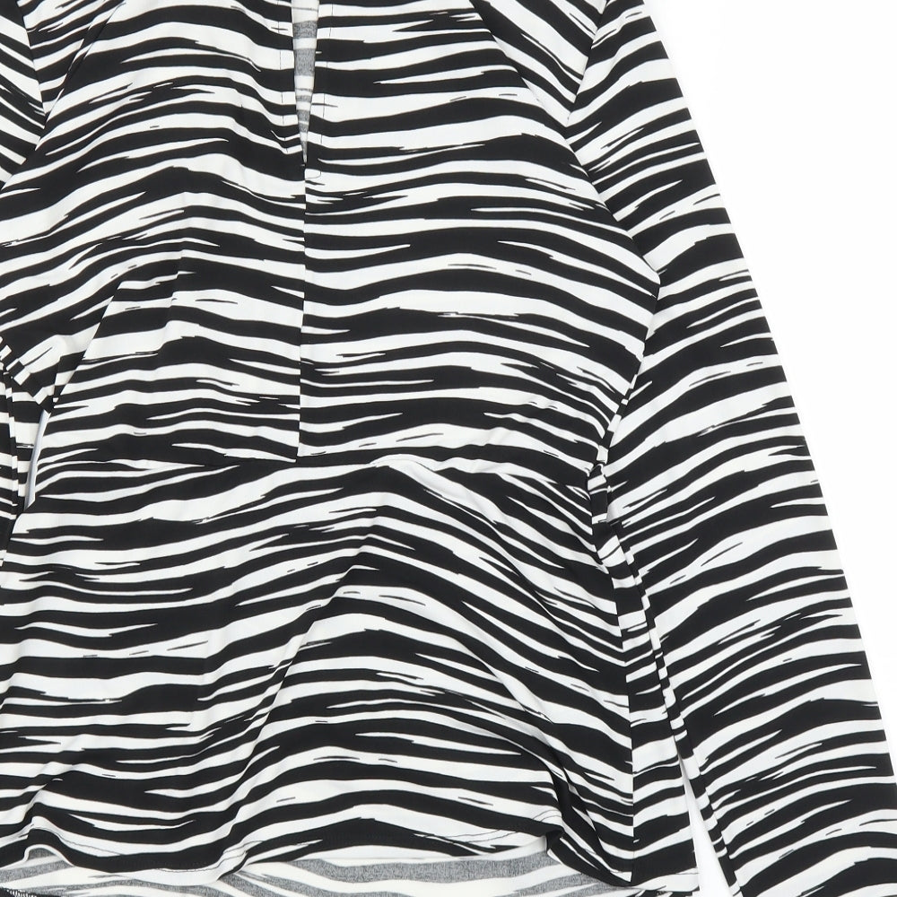 Warehouse Womens Black Animal Print  Basic Blouse Size 10