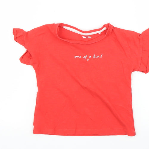TU Girls Red   Basic T-Shirt Size 2 Years