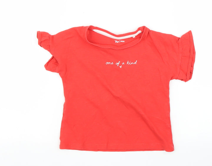 TU Girls Red   Basic T-Shirt Size 2 Years