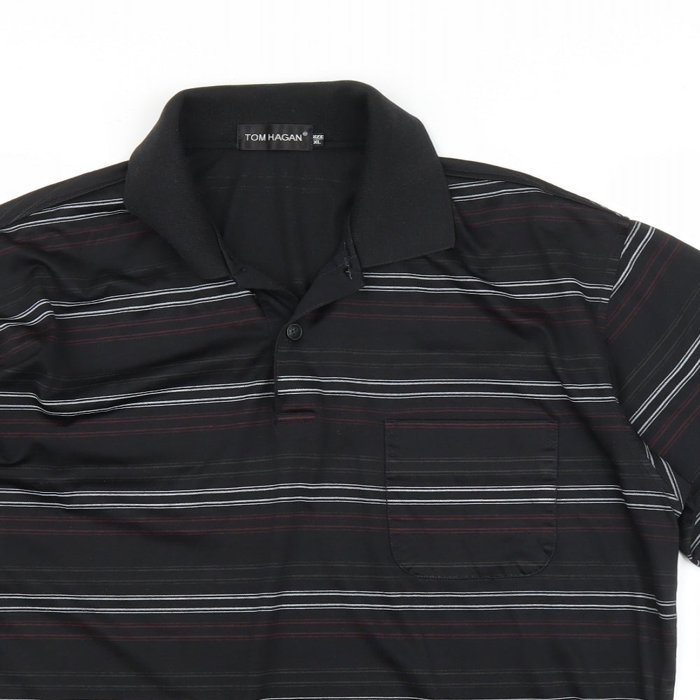 Tom Hagen Mens Black Striped   Polo Size XL