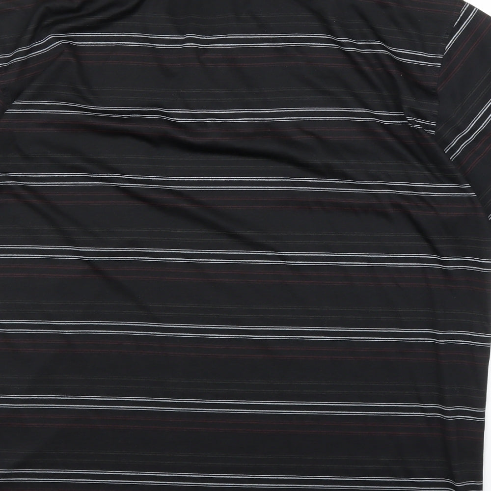 Tom Hagen Mens Black Striped   Polo Size XL