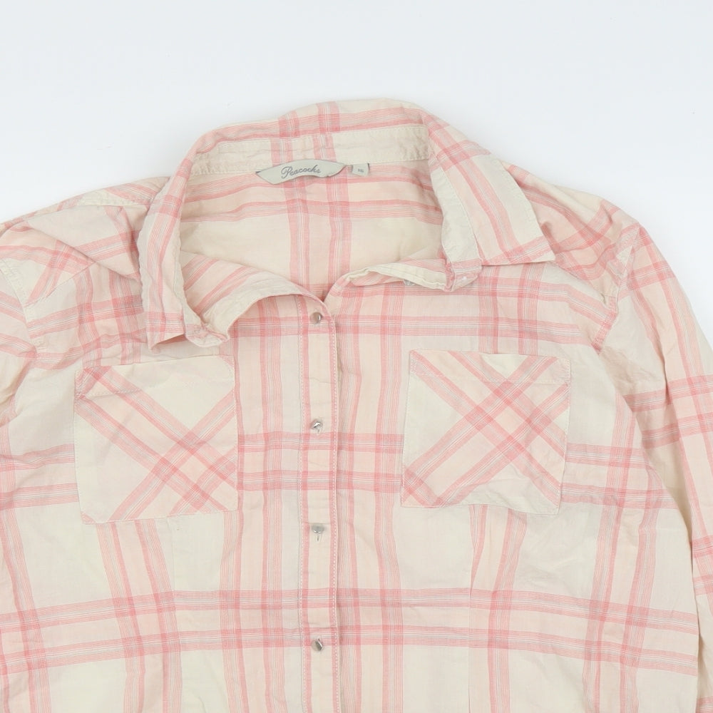 Peacocks Womens Pink Check  Basic Blouse Size 16