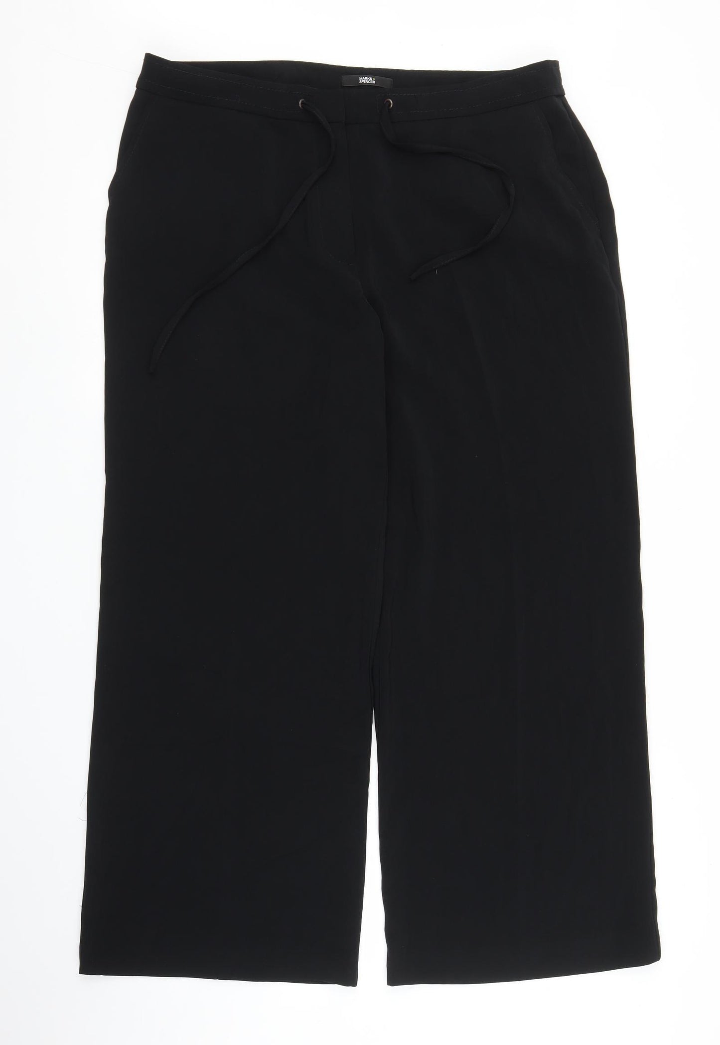 M&S Womens Black   Capri Trousers Size 16 L27 in