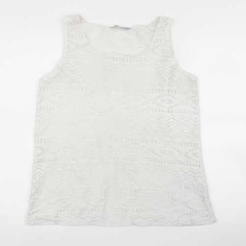 Debenhams Womens White Geometric  Basic Blouse Size 12