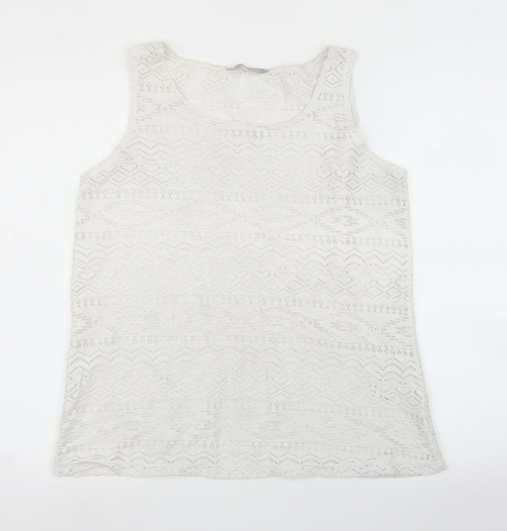 Debenhams Womens White Geometric Basic Blouse Size 12