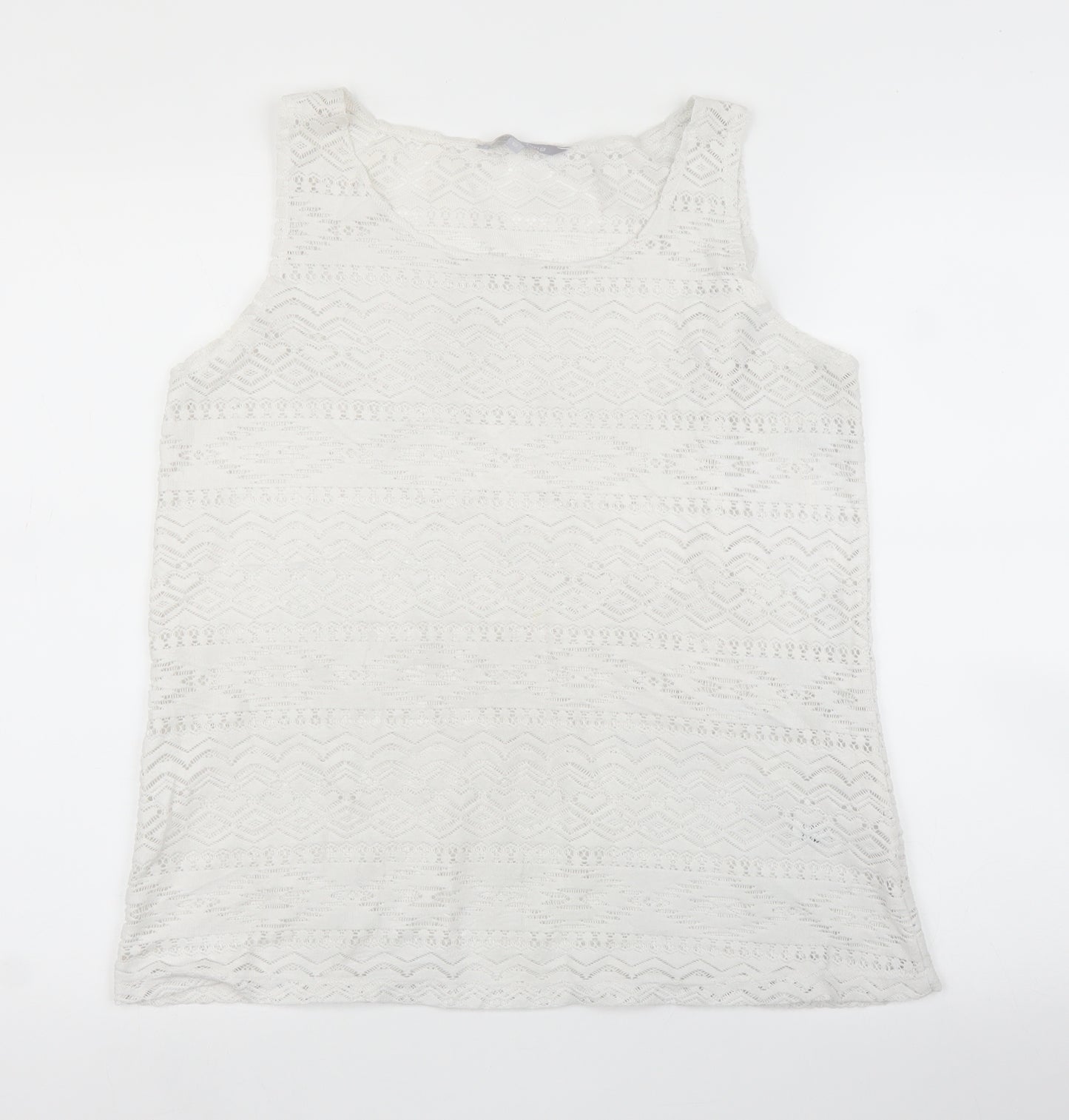 Debenhams Womens White Geometric  Basic Blouse Size 12