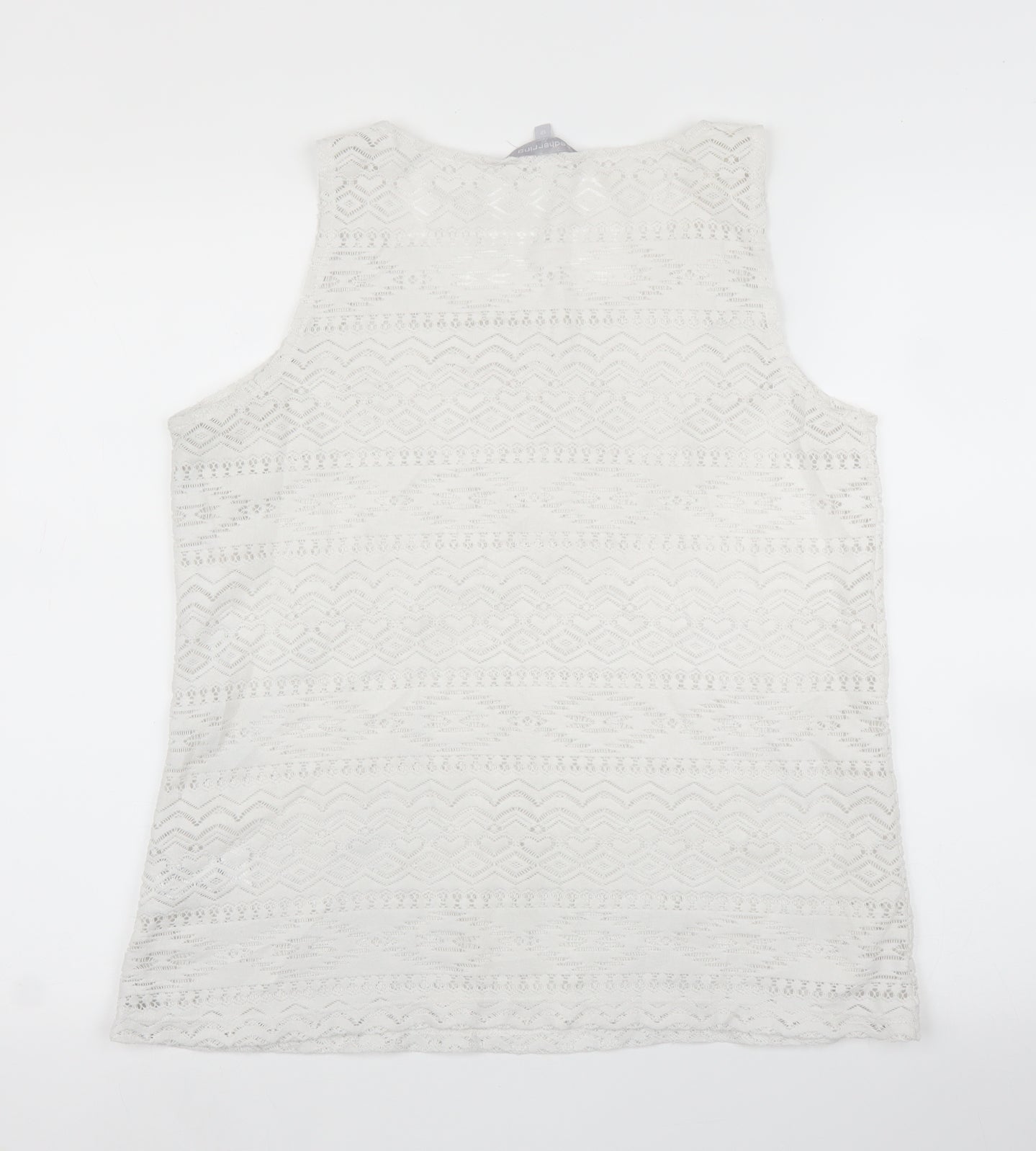 Debenhams Womens White Geometric  Basic Blouse Size 12