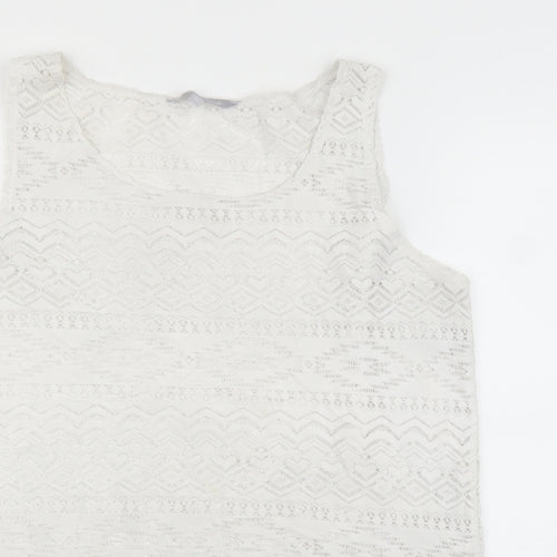 Debenhams Womens White Geometric  Basic Blouse Size 12