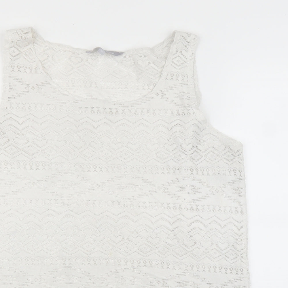 Debenhams Womens White Geometric  Basic Blouse Size 12