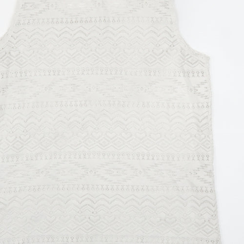 Debenhams Womens White Geometric  Basic Blouse Size 12