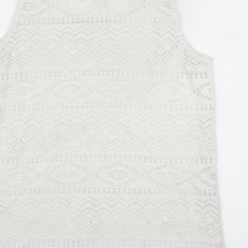 Debenhams Womens White Geometric  Basic Blouse Size 12