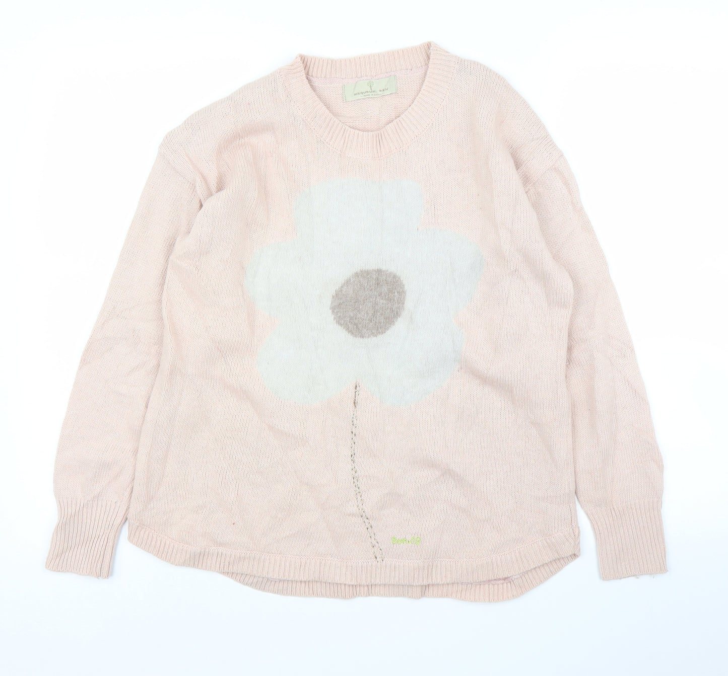 Megurumi Reiu Womens Pink Floral  Pullover Jumper Size M
