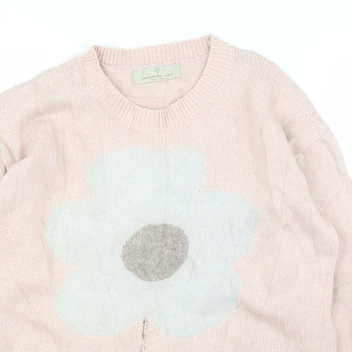 Megurumi Reiu Womens Pink Floral  Pullover Jumper Size M