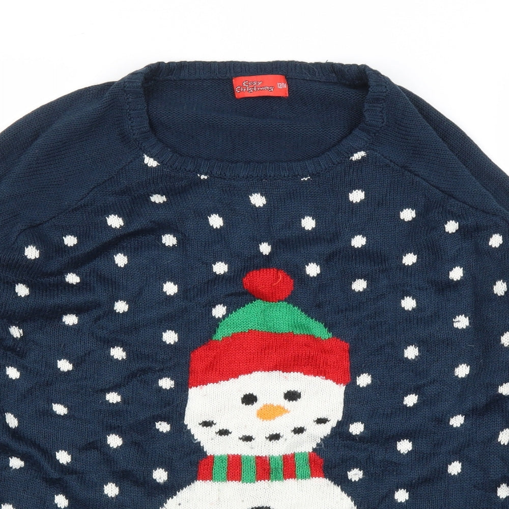 Cosy Christmas Womens Blue   Pullover Jumper Size 12  - Christmas