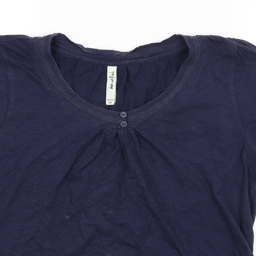 Weird Fish Womens Blue   Basic T-Shirt Size 16