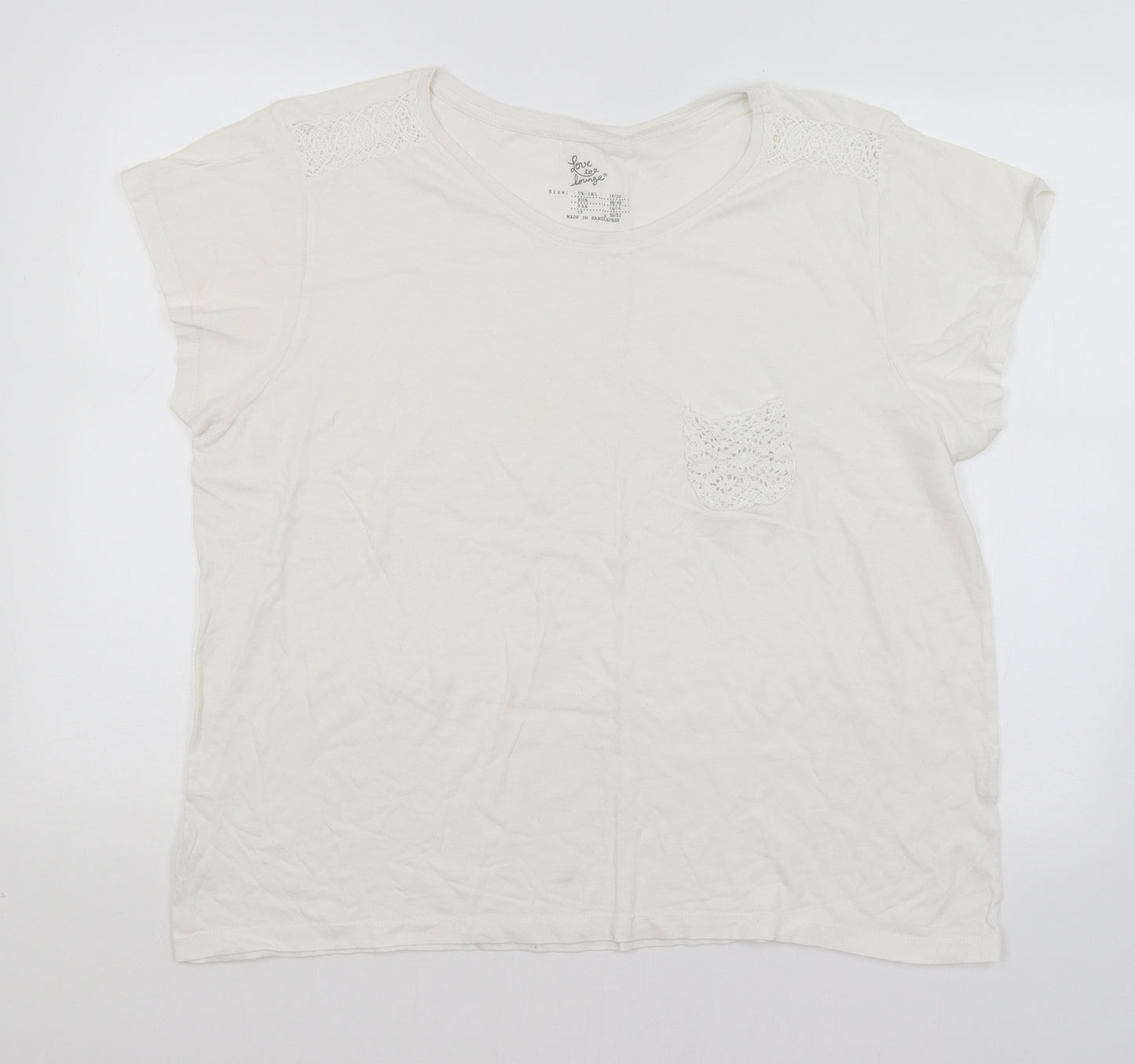 Love to Loumge Womens White Solid  Top Pyjama Top Size 18