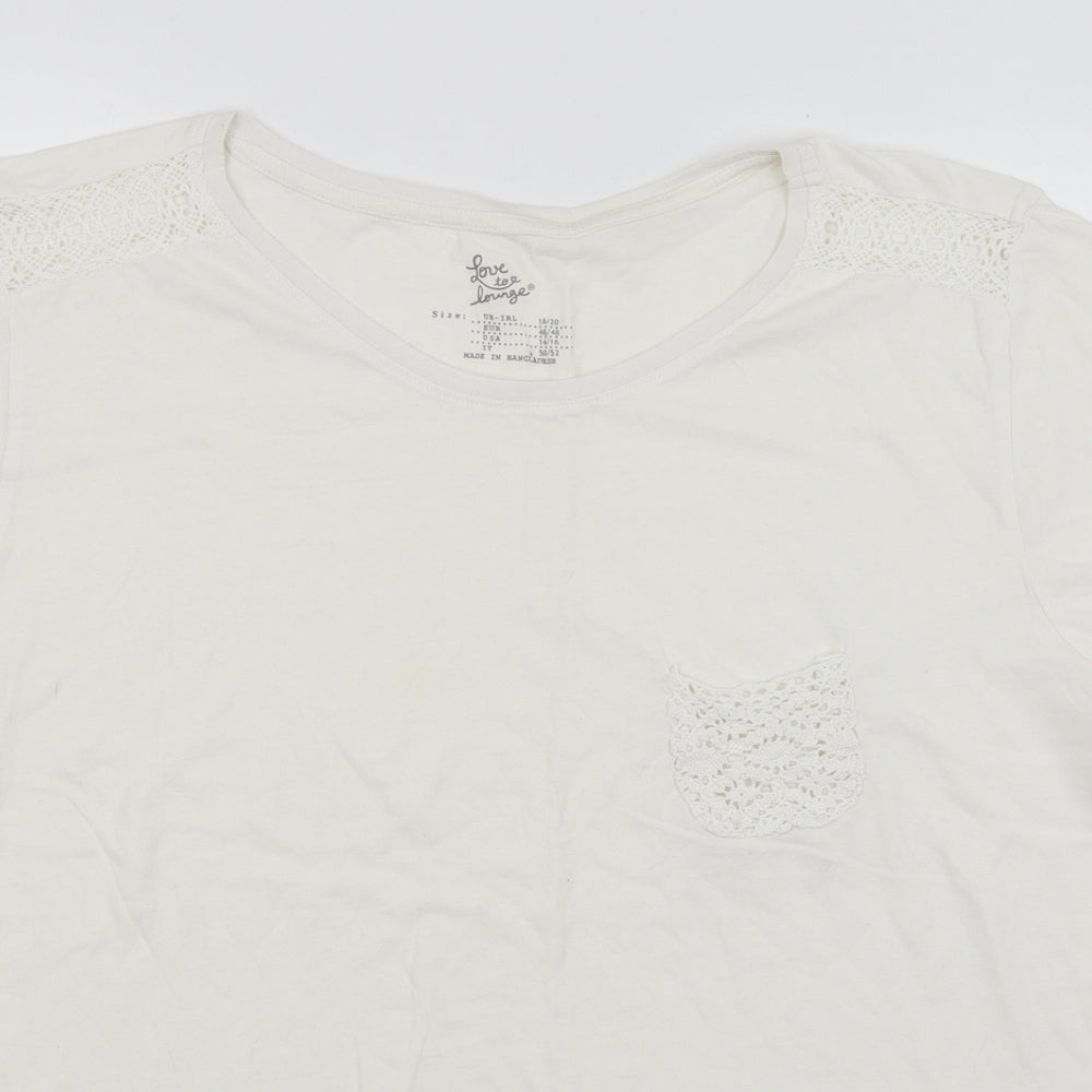 Love to Loumge Womens White Solid  Top Pyjama Top Size 18