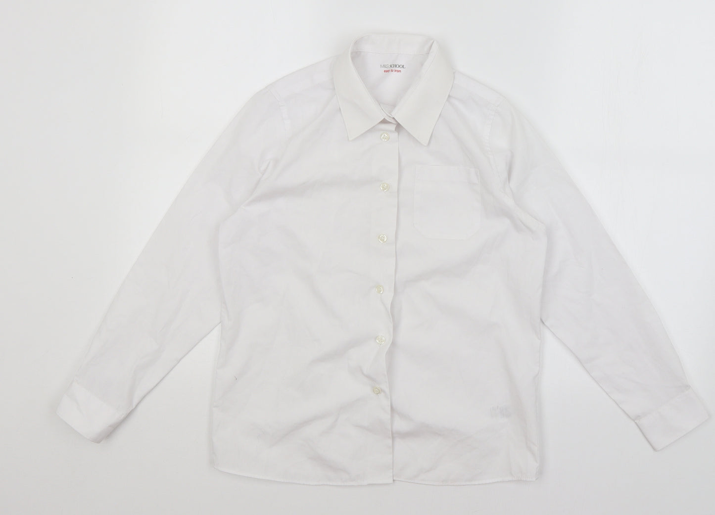 M&S Boys White   Basic Button-Up Size 11-12 Years
