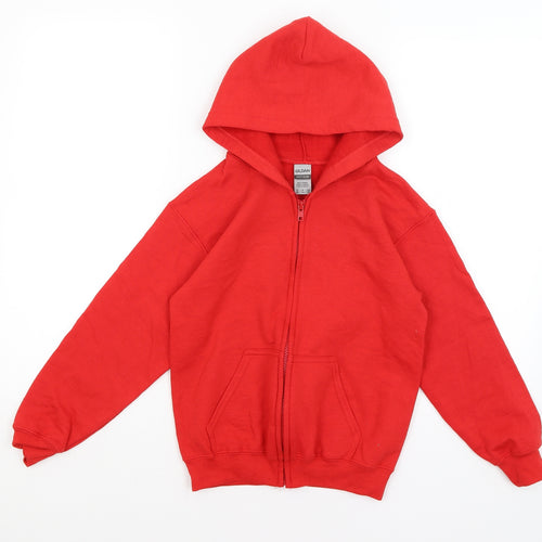 Gildan Girls Red   Full Zip Hoodie Size S