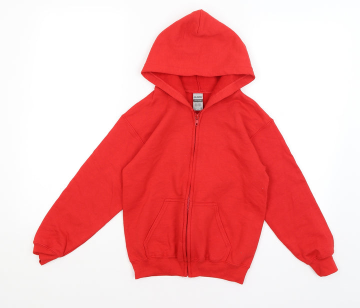 Gildan Girls Red   Full Zip Hoodie Size S