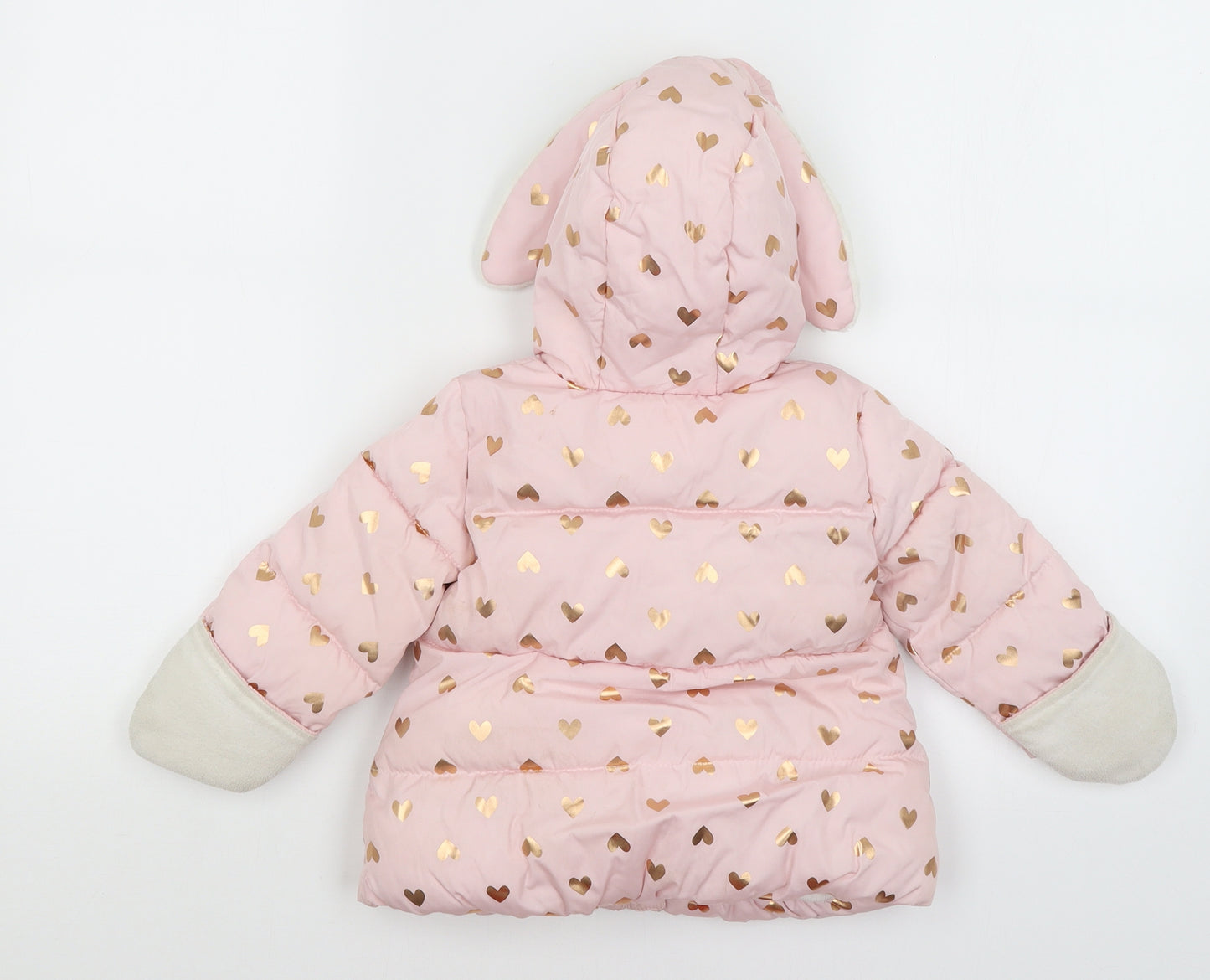 George Baby Pink   Puffer Jacket Coat Size 9-12 Months  - Hearts