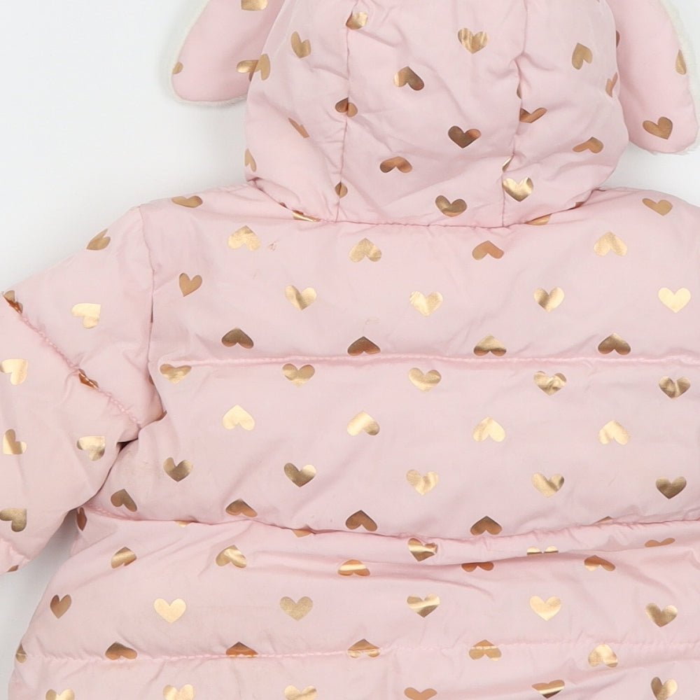 George Baby Pink   Puffer Jacket Coat Size 9-12 Months  - Hearts