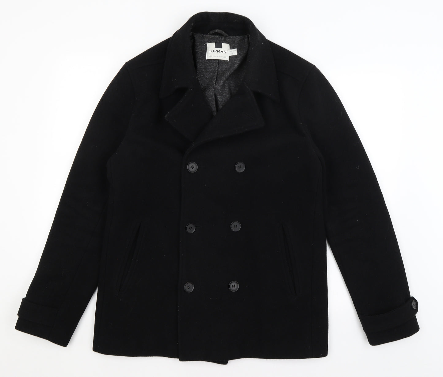 Topman Mens Black   Overcoat Coat Size M