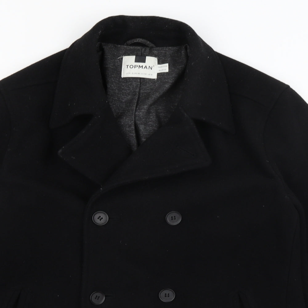 Topman Mens Black   Overcoat Coat Size M
