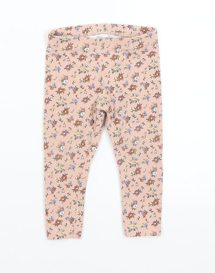 Primark Baby Pink Floral Capri Trousers Size 9-12 Months