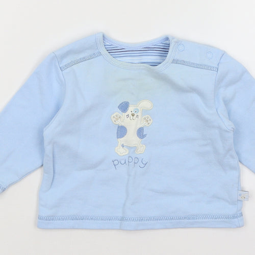 M&S Baby Blue   Basic T-Shirt Size 3-6 Months  - Puppy