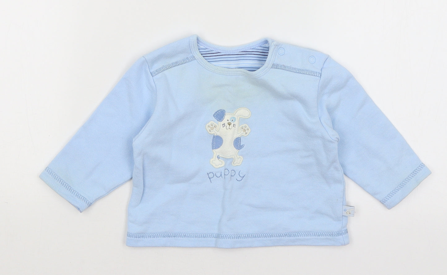 M&S Baby Blue   Basic T-Shirt Size 3-6 Months  - Puppy
