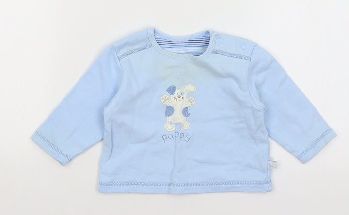 M&S Baby Blue Basic T-Shirt Size 3-6 Months - Puppy