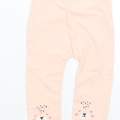 Matalan Baby Pink   Capri Trousers Size 6-9 Months  - Cat face