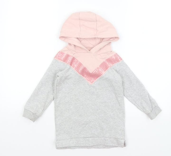 F&F` Girls Grey Pullover Hoodie Size 4-5 Years