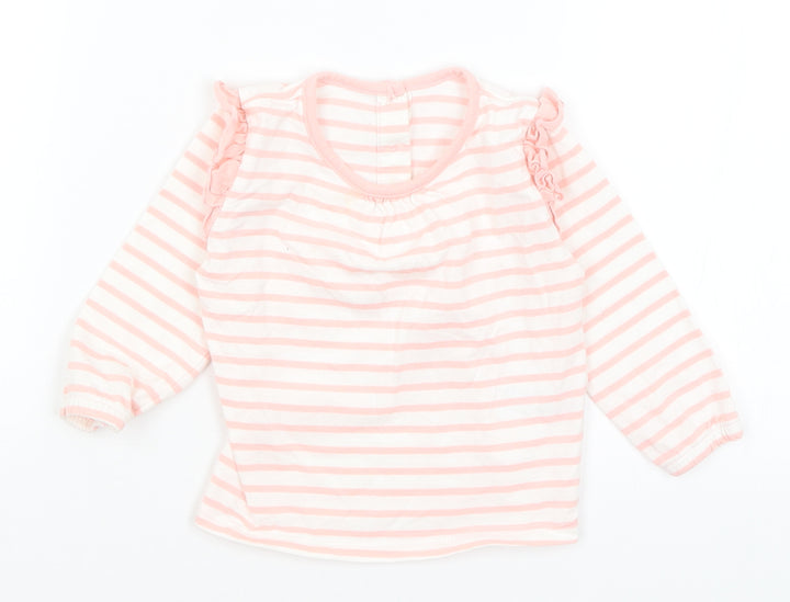 Matalan Baby Pink Striped  Basic T-Shirt Size 6-9 Months
