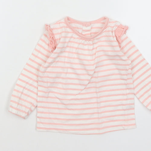Matalan Baby Pink Striped  Basic T-Shirt Size 6-9 Months